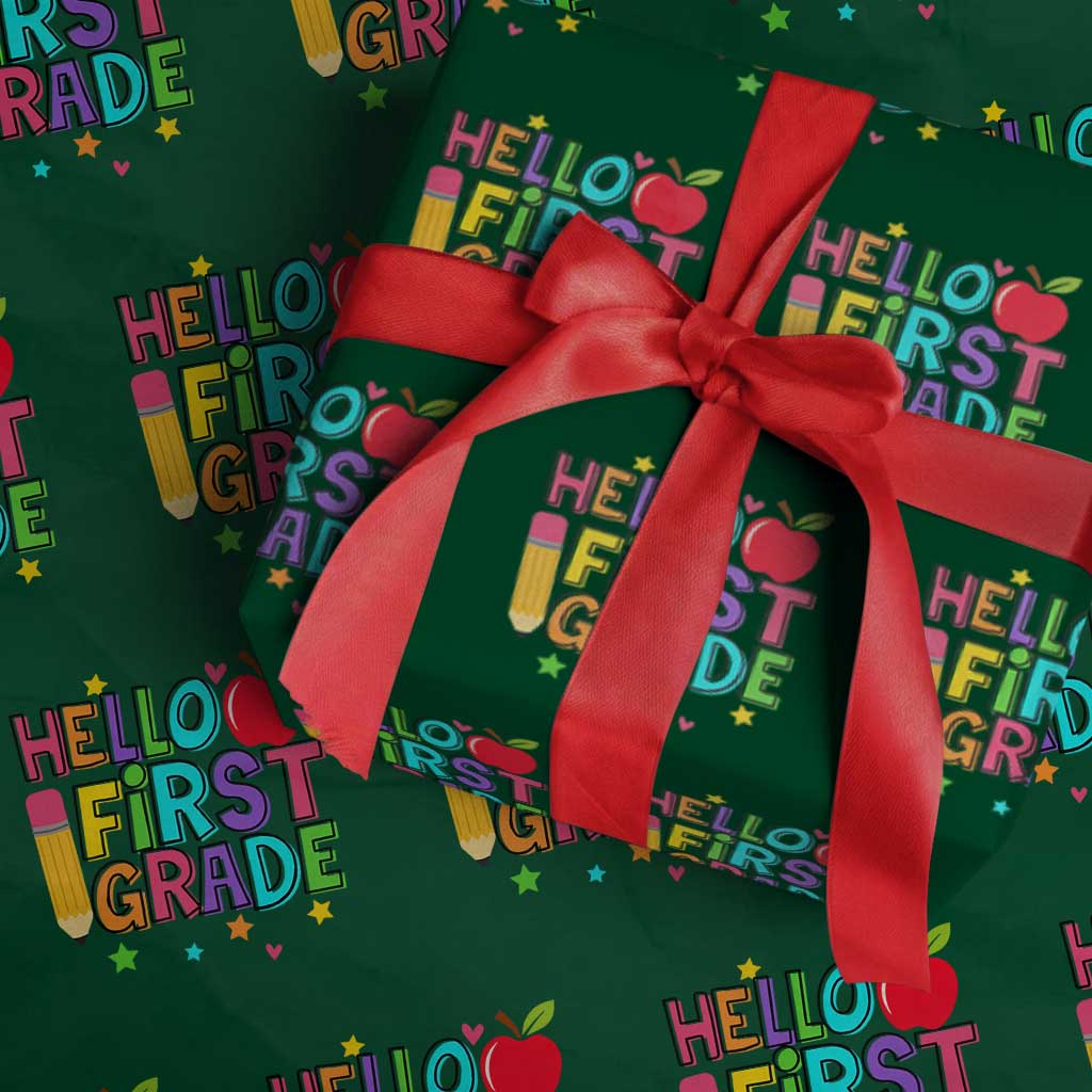 Hello First Grade Teacher Wrapping Paper Roll Back To School 1st Grade Team - Wonder Print Shop