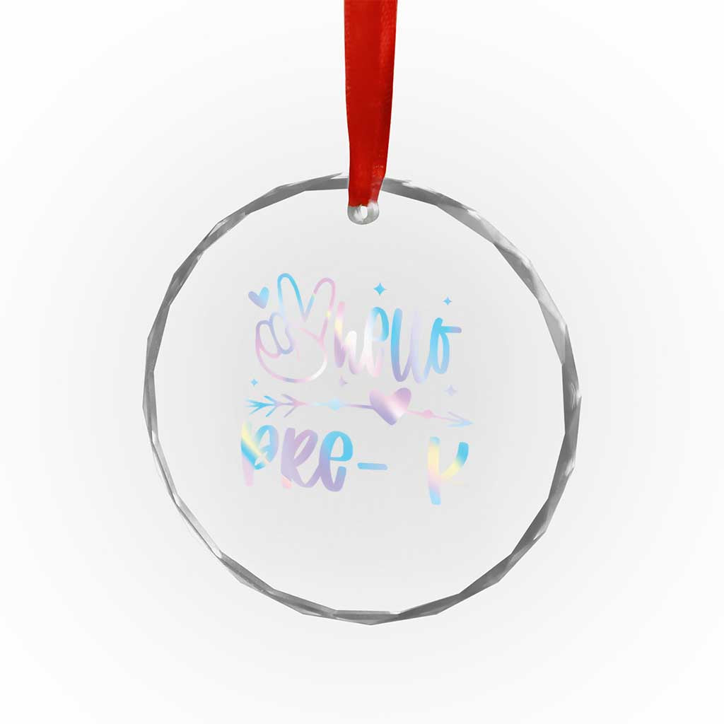 Hello Pre-k Crystal Glass Ornament Back To School Cute Tie Dye - Wonder Print Shop