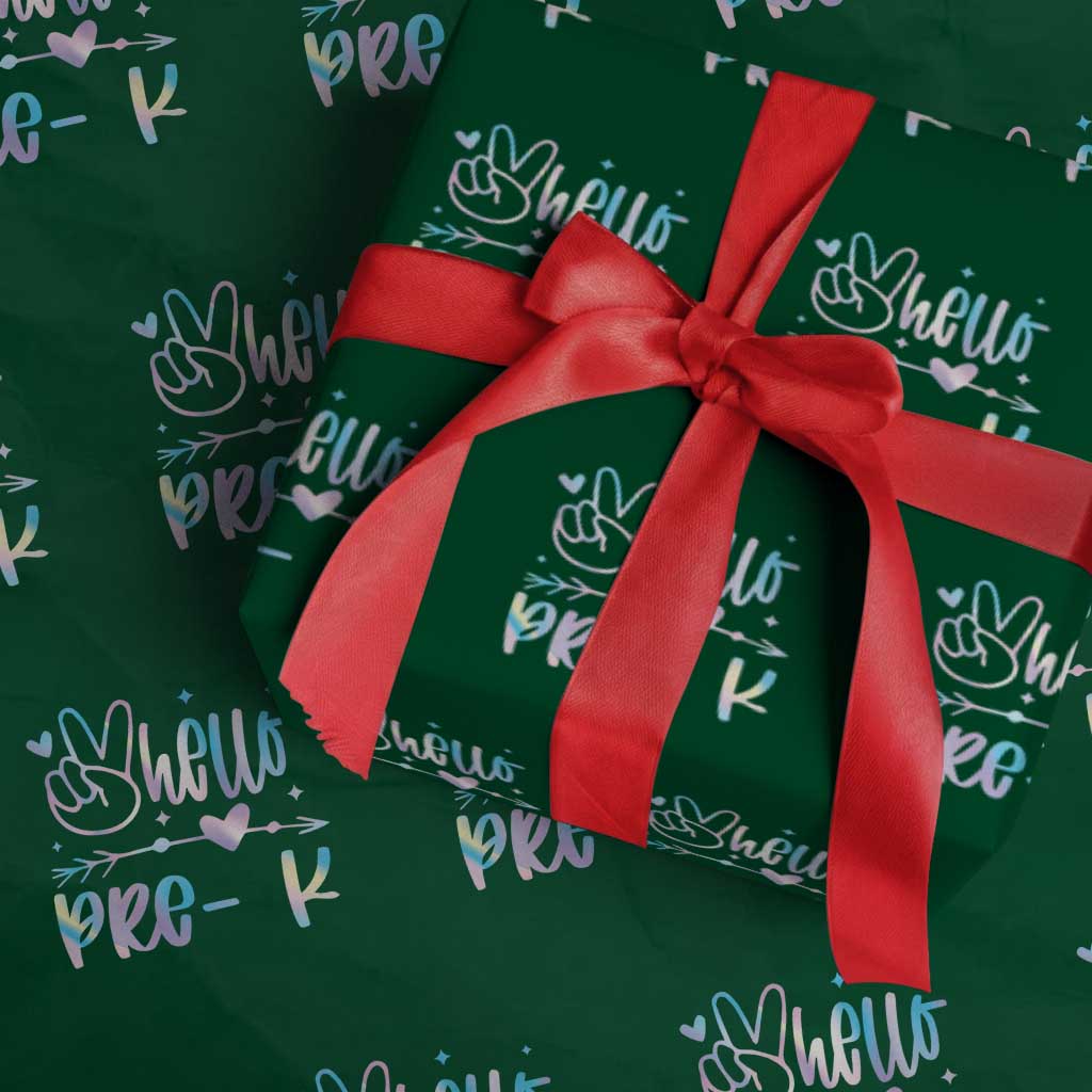 Hello Pre-k Wrapping Paper Roll Back To School Cute Tie Dye - Wonder Print Shop