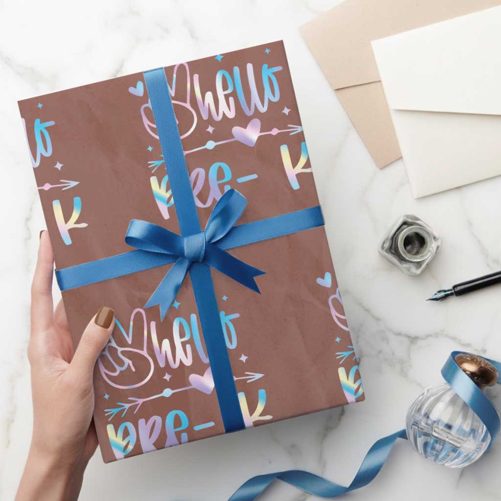 Hello Pre-k Wrapping Paper Roll Back To School Cute Tie Dye - Wonder Print Shop