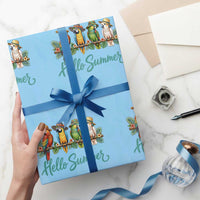Hello Summer Parrots Wrapping Paper Roll Tropical Beach Vacation Graphic