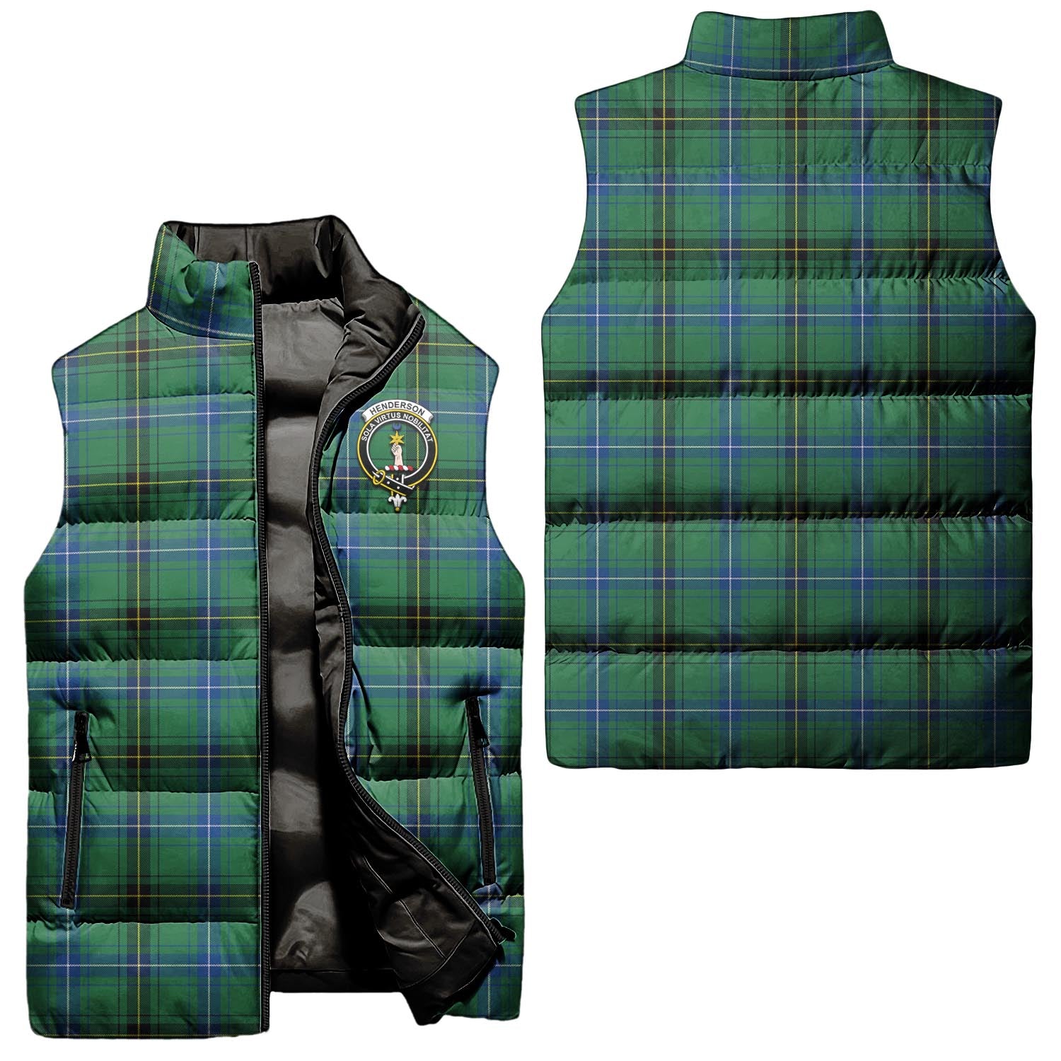 henderson-ancient-clan-puffer-vest-family-crest-plaid-sleeveless-down-jacket