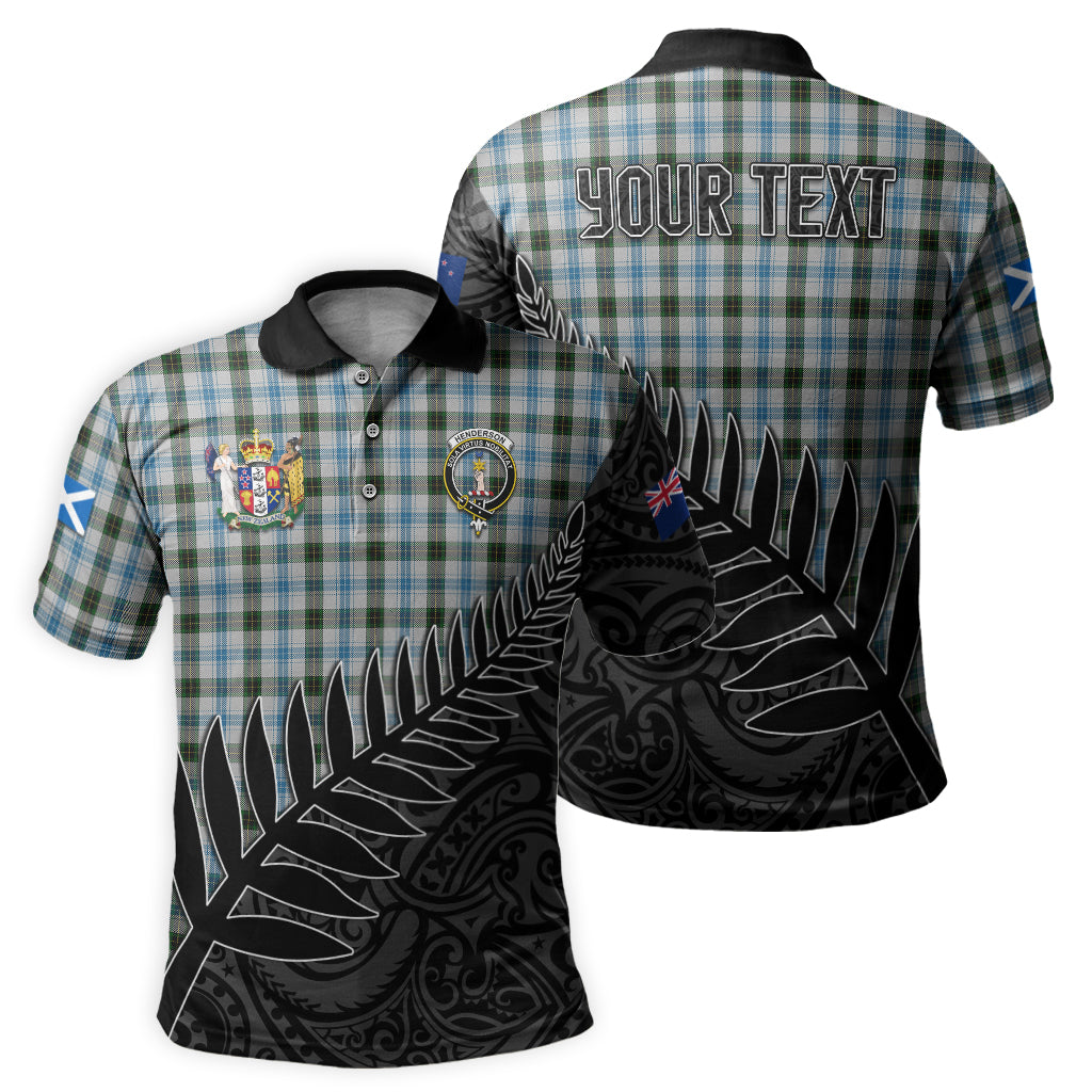 henderson-dress-tartan-family-crest-golf-shirt-with-fern-leaves-and-coat-of-arm-of-new-zealand-personalized-your-name-scottish-tatan-polo-shirt