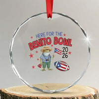 Here for the Benito Bowl 2026 Coquí Frog Crystal Glass Ornament Puerto Rican Funny Football Music Fans
