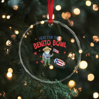Here for the Benito Bowl 2026 Coquí Frog Crystal Glass Ornament Puerto Rican Funny Football Music Fans