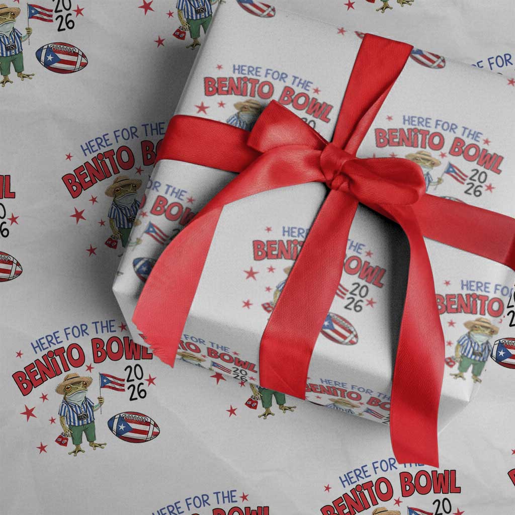 Here for the Benito Bowl 2026 Coquí Frog Wrapping Paper Roll Puerto Rican Funny Football Music Fans