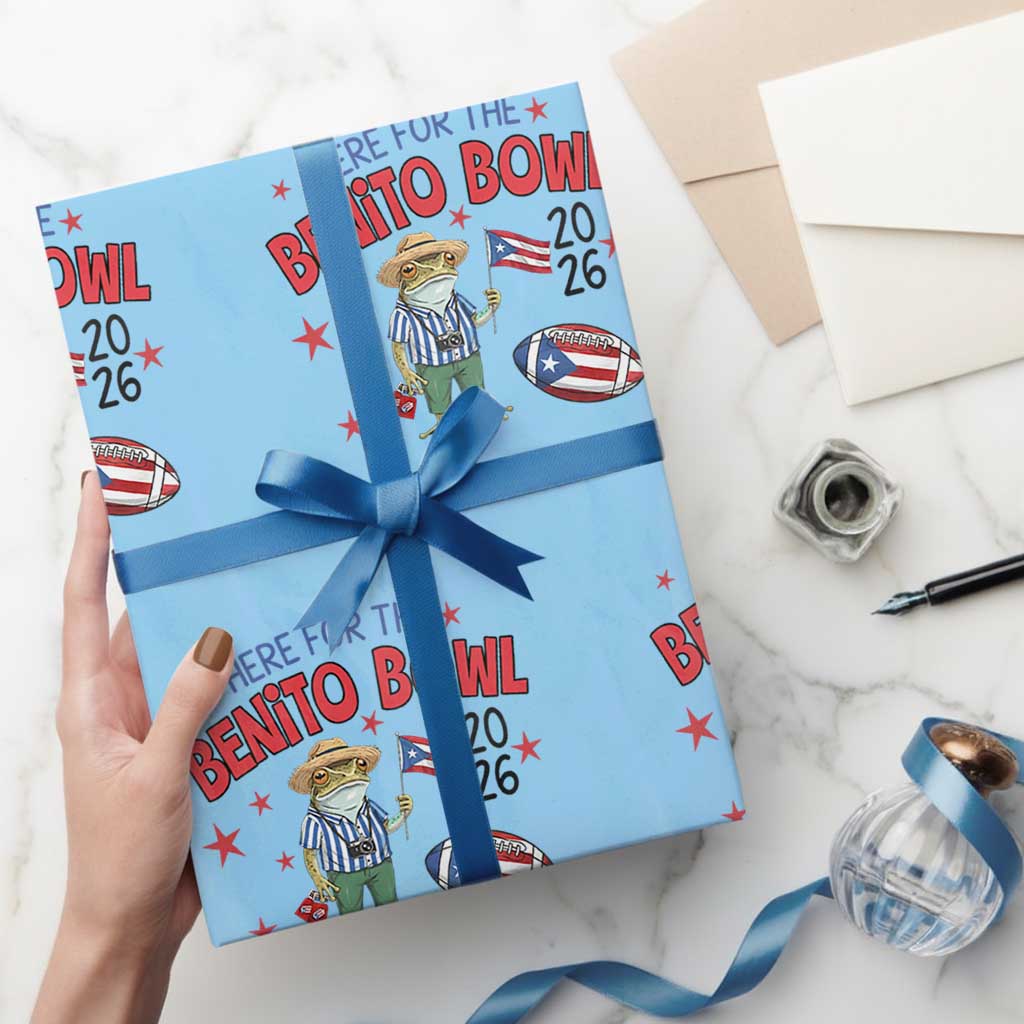 Here for the Benito Bowl 2026 Coquí Frog Wrapping Paper Roll Puerto Rican Funny Football Music Fans