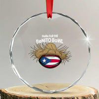 Here for the Benito Bowl Straw Hat Crystal Glass Ornament Puerto Rico Flag Football Music Fans