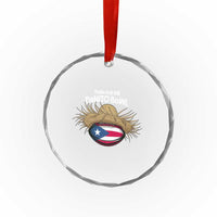 Here for the Benito Bowl Straw Hat Crystal Glass Ornament Puerto Rico Flag Football Music Fans