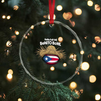 Here for the Benito Bowl Straw Hat Crystal Glass Ornament Puerto Rico Flag Football Music Fans