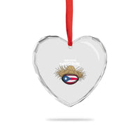 Here for the Benito Bowl Straw Hat Heart Crystal Glass Ornament Puerto Rico Flag Football Music Fans