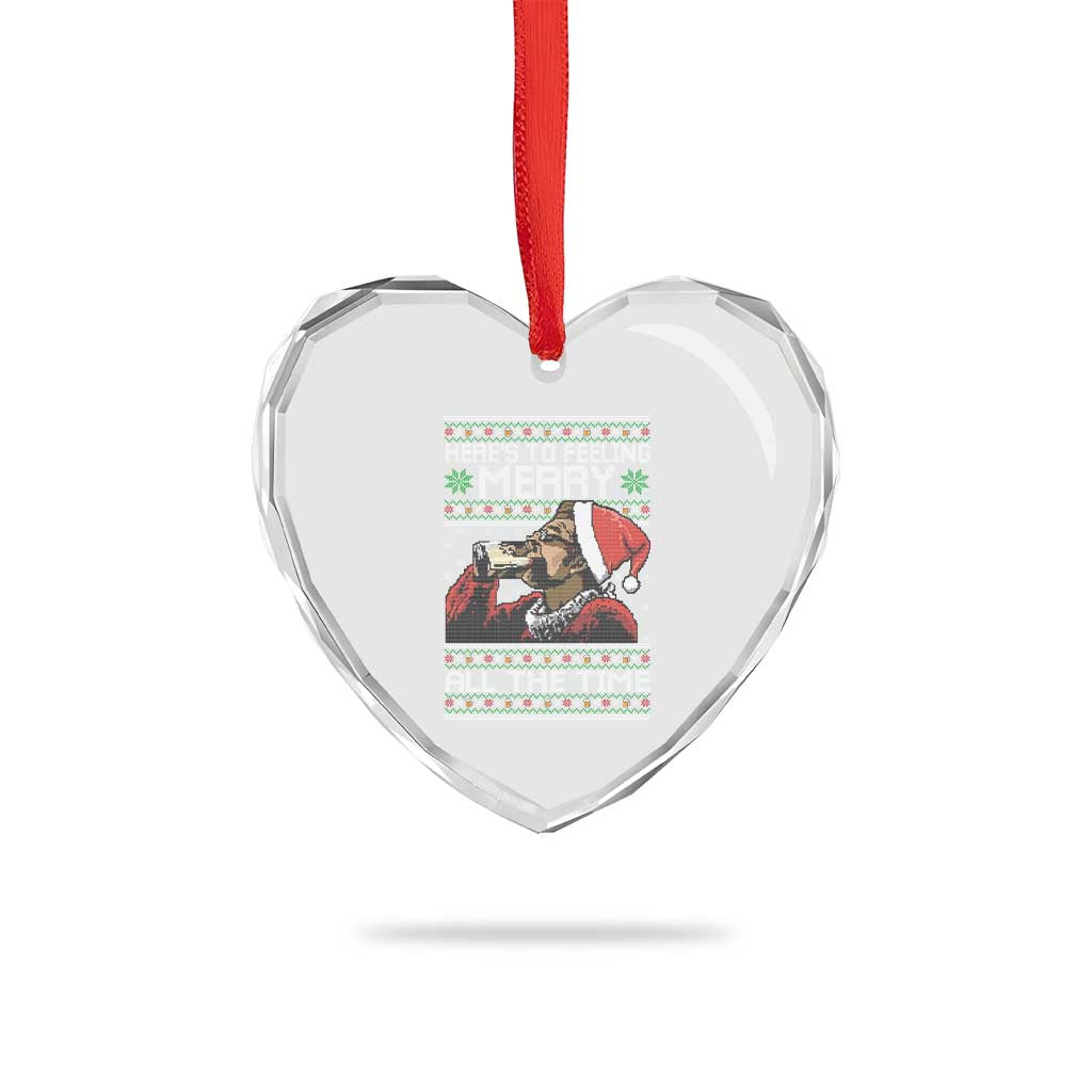 Here To Feeling Merry All The Time Christmas Heart Crystal Glass Ornament Funny Xmas Comedy Movie - Wonder Print Shop
