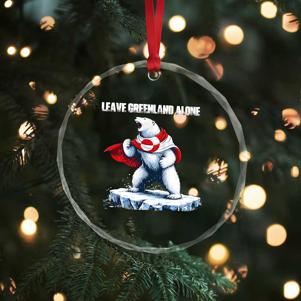 Heroic Polar Bear Leave Greenland Alone Crystal Glass Ornament Patriotic Island Sovereignty Protest