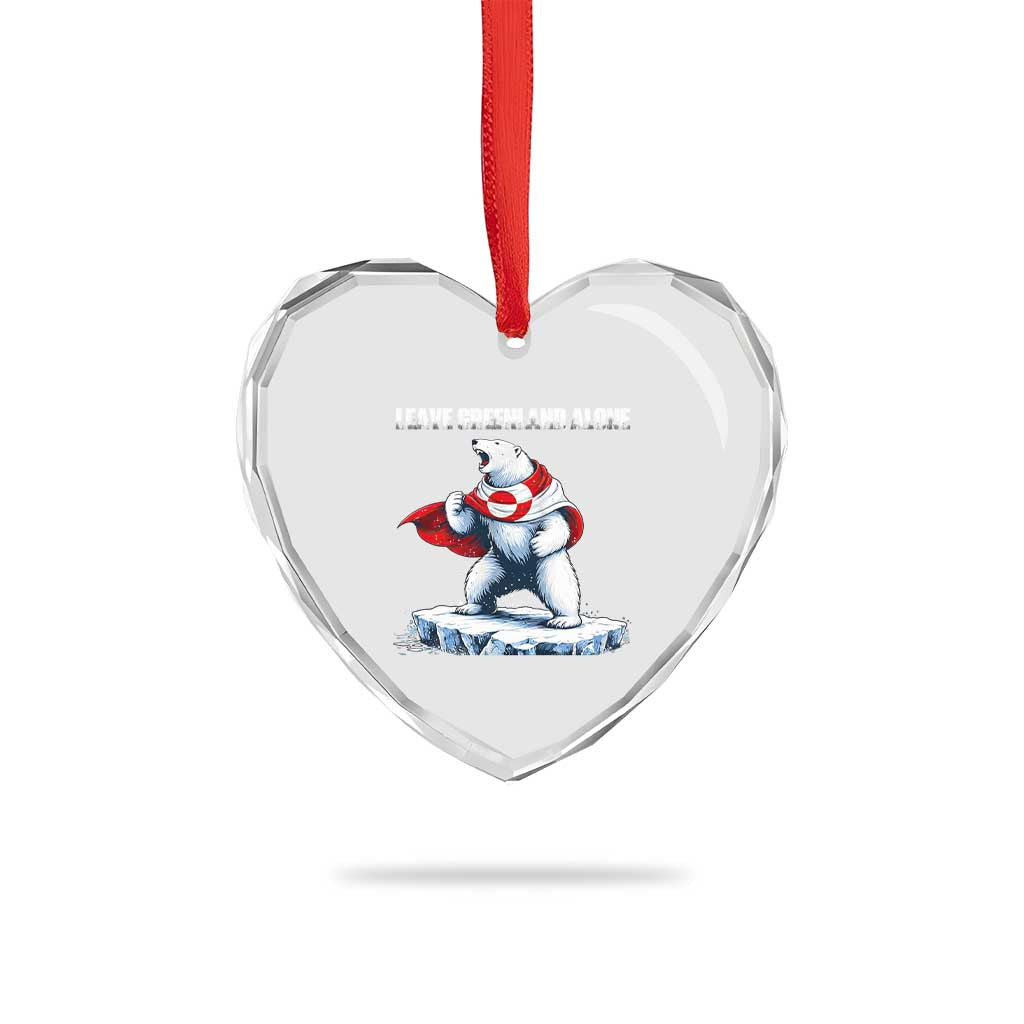 Heroic Polar Bear Leave Greenland Alone Heart Crystal Glass Ornament Patriotic Island Sovereignty Protest