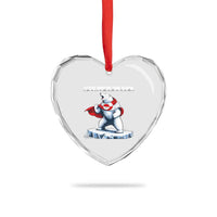 Heroic Polar Bear Leave Greenland Alone Heart Crystal Glass Ornament Patriotic Island Sovereignty Protest