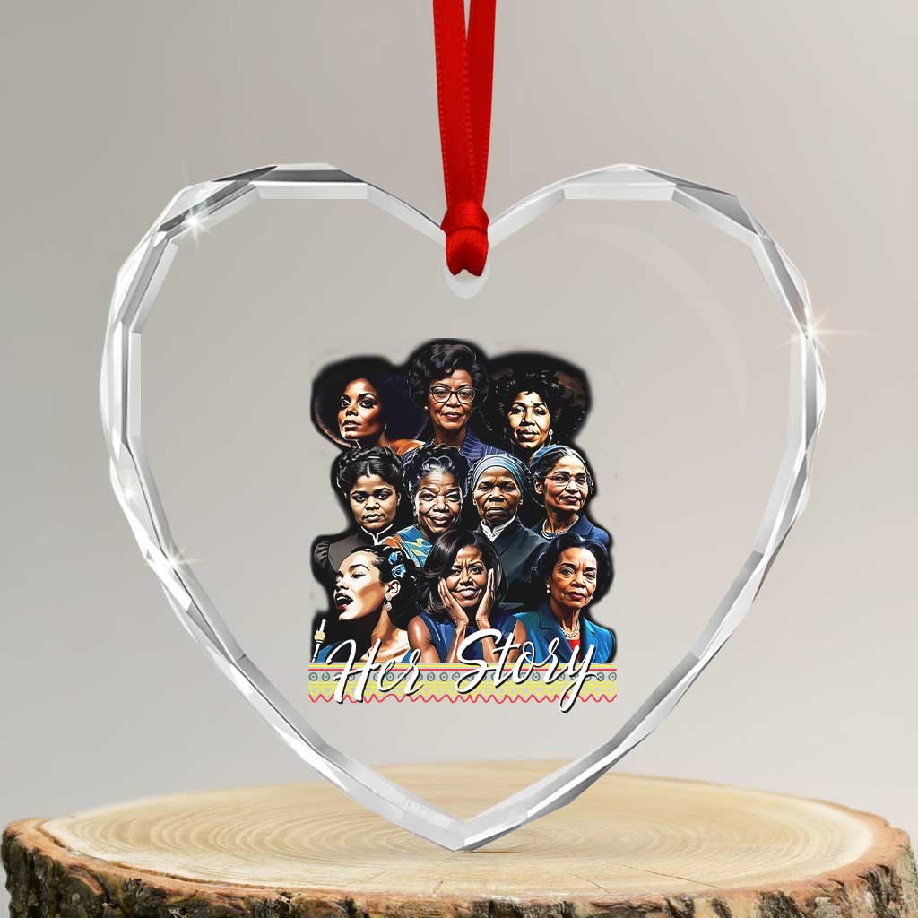 HerStory Tribute Heart Crystal Glass Ornament Celebrating Legendary Black Women of History and Power - Wonder Print Shop
