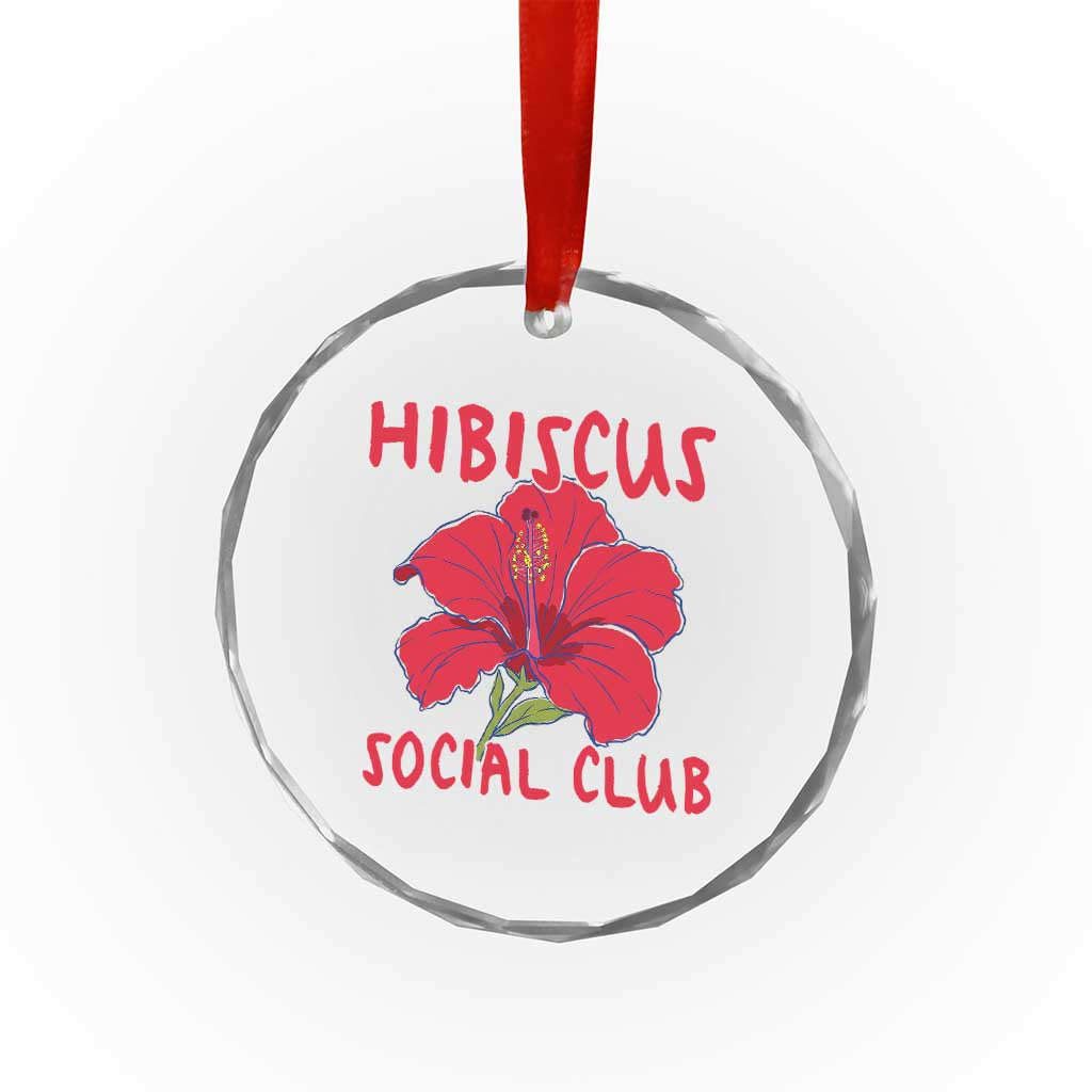 Hibiscus Flower Crystal Glass Ornament Aloha Hawaii Tropical Beach Vacation