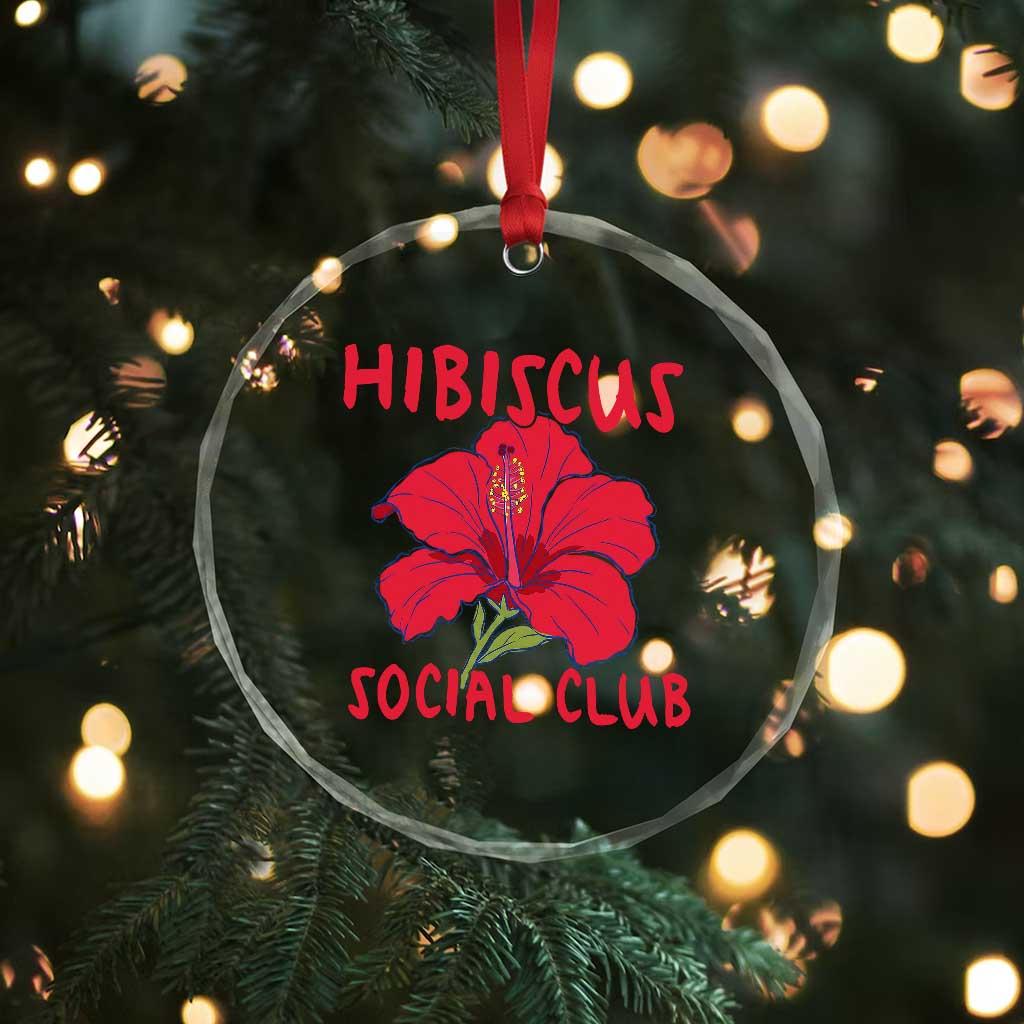 Hibiscus Flower Crystal Glass Ornament Aloha Hawaii Tropical Beach Vacation