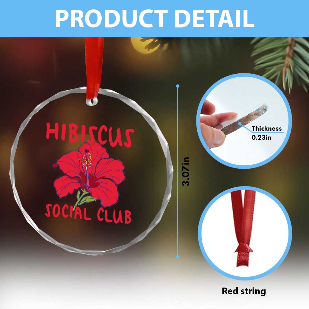 Hibiscus Flower Crystal Glass Ornament Aloha Hawaii Tropical Beach Vacation