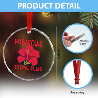 Hibiscus Flower Crystal Glass Ornament Aloha Hawaii Tropical Beach Vacation