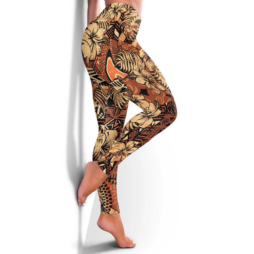 Hibiscus Mix African Tribal Pattern Leggings - Wonder Print Shop