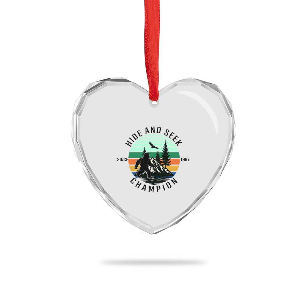 Hide And Seek Champion Heart Crystal Glass Ornament Bigfoot Lover Gift - Wonder Print Shop