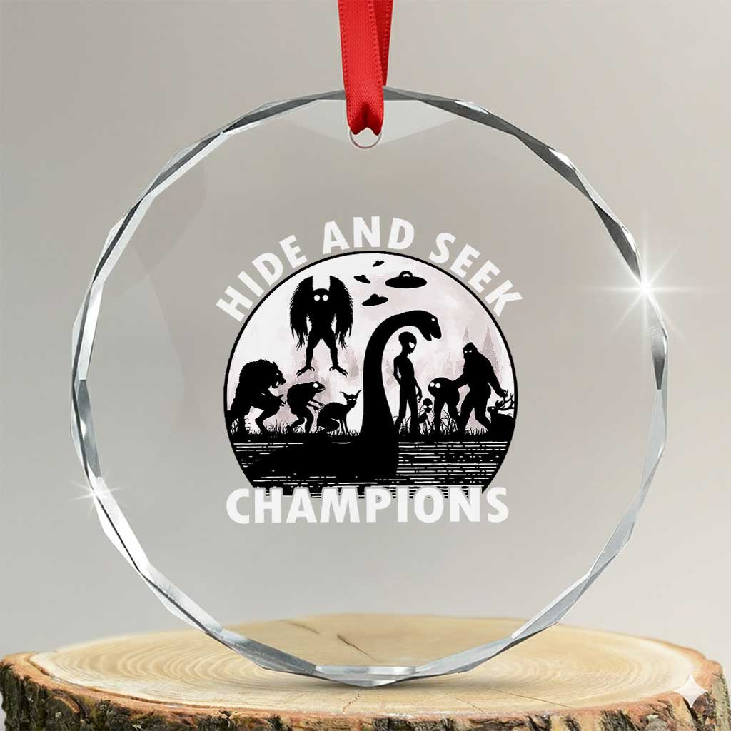 Hide And Seek Champions Crystal Glass Ornament Funny Cryptid Cryptozoology - Wonder Print Shop