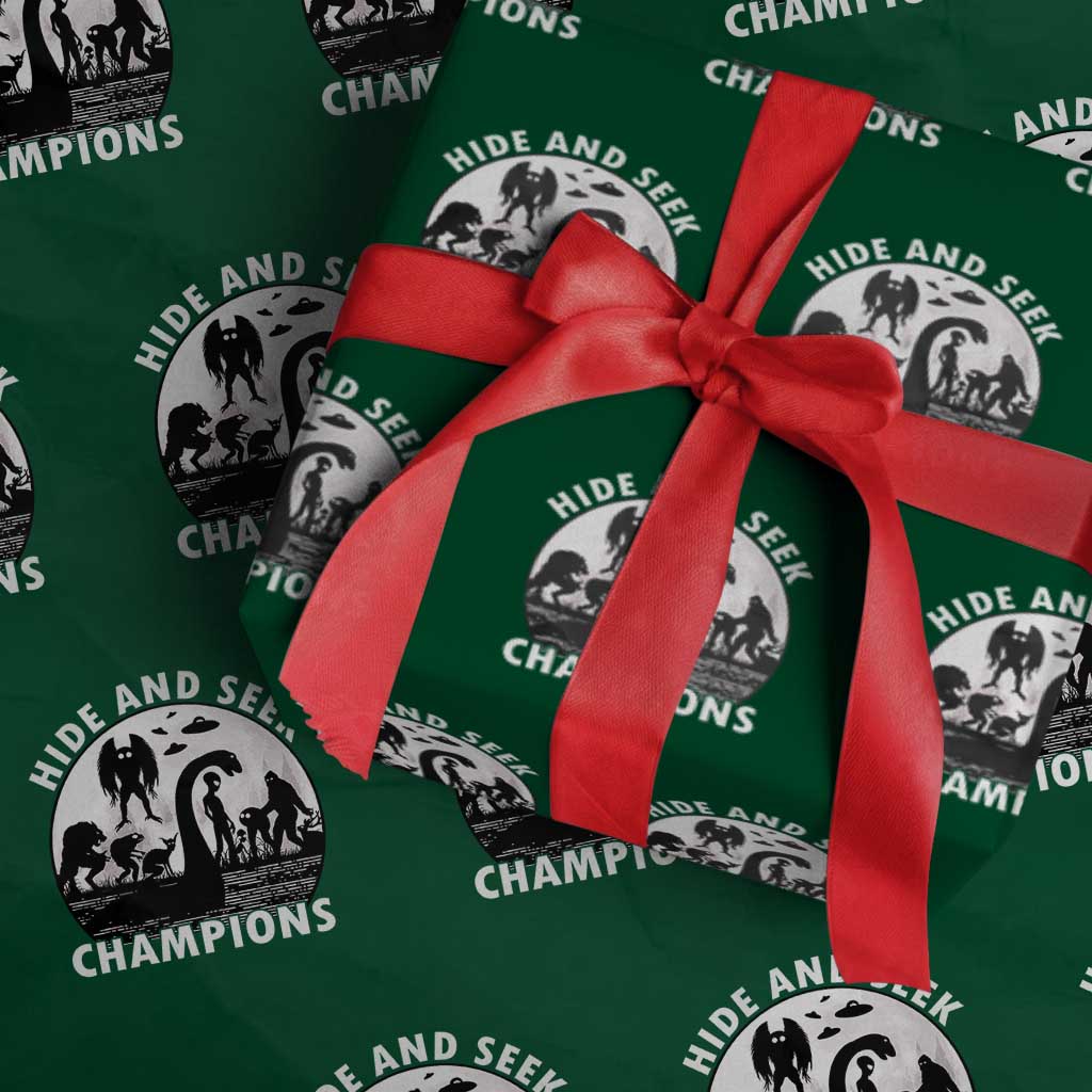 Hide And Seek Champions Wrapping Paper Roll Funny Cryptid Cryptozoology - Wonder Print Shop
