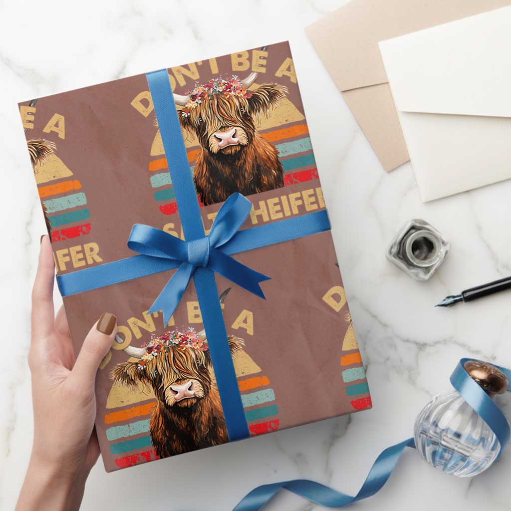 Highland Cow Wrapping Paper Roll Dont Be A Salty Heifer - Wonder Print Shop