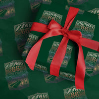 Highway 66 100 Years of the Mother Road Wrapping Paper Roll Centennial 1926-2026 Desert Oasis Retro Rainbow Graphic