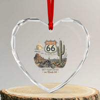 Highway 66 Get Your Kicks Centennial Road Trip Heart Crystal Glass Ornament Vintage 1976 American Cruiser Motorcycle Lover 100th Anniversary Gift