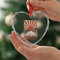Highway 66 Main Street of America Sunset Horizon Heart Crystal Glass Ornament Centennial 1926-2026 Retro Desert Sunburst Graphic