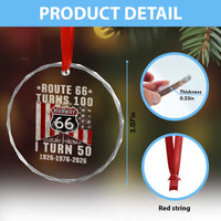Highway 66 Turn 100 I Turn 50 Crystal Glass Ornament Vintage 1976 Born American Road Sign Centennial 2026