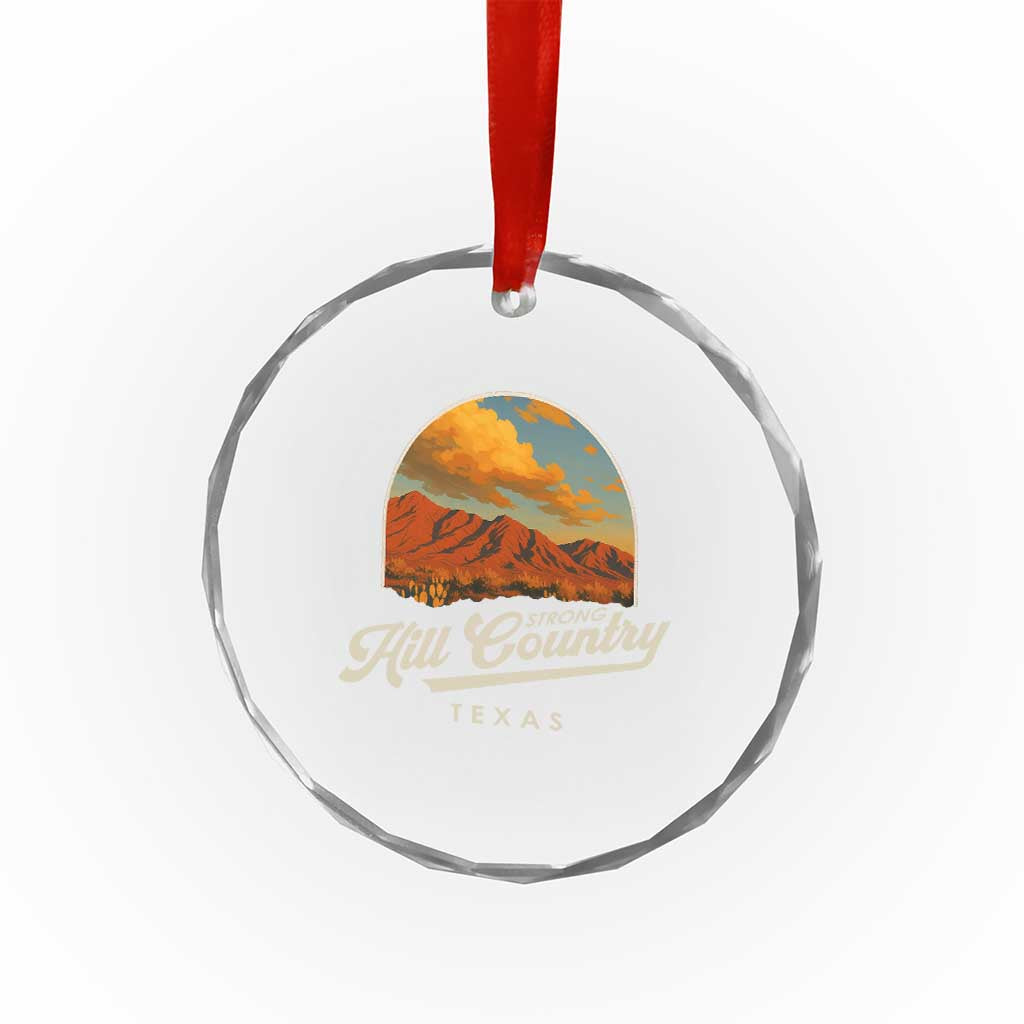 Hill Country Strong Crystal Glass Ornament Texas Support Retro Enchanted Rock TS02
