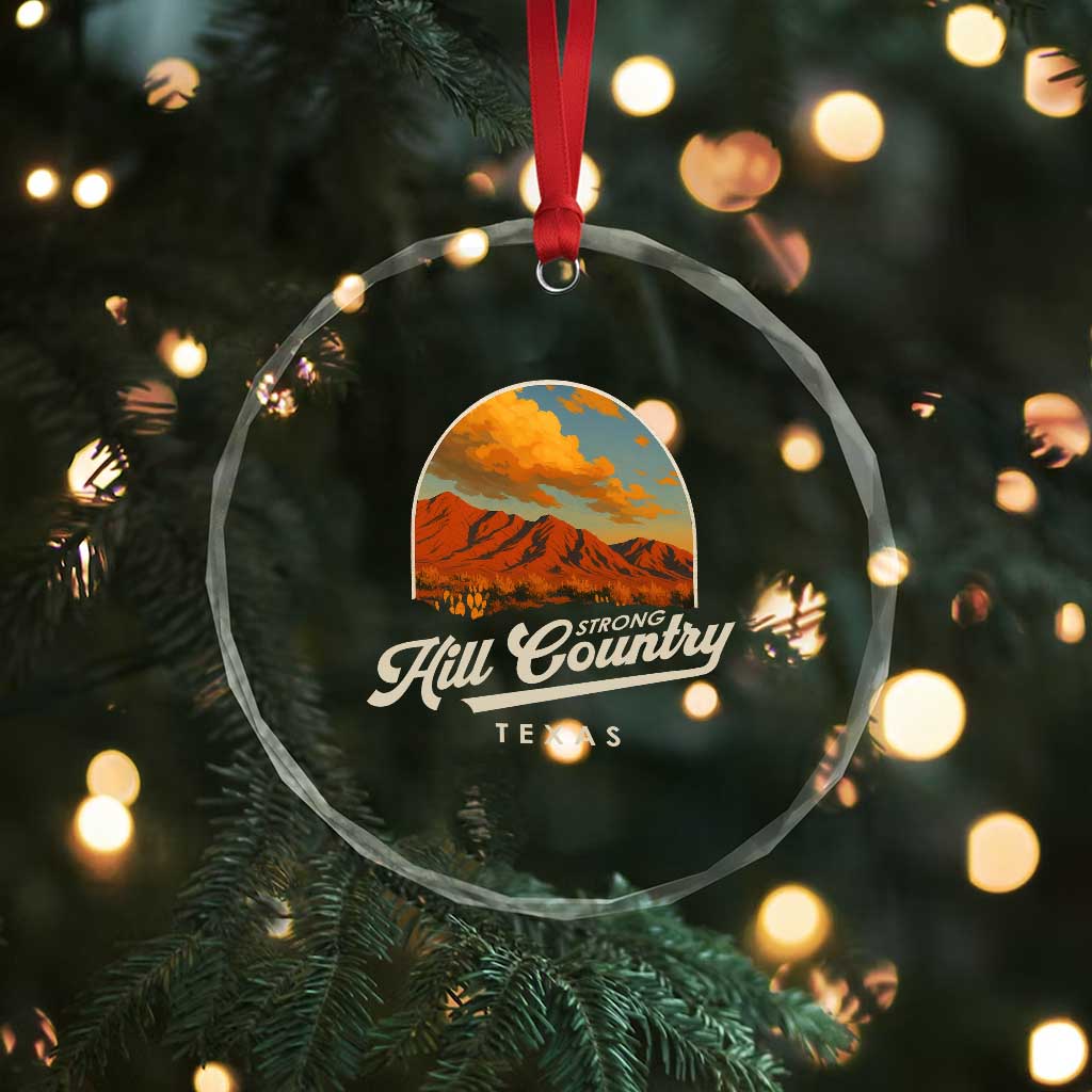 Hill Country Strong Crystal Glass Ornament Texas Support Retro Enchanted Rock TS02