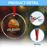Hill Country Strong Crystal Glass Ornament Texas Support Retro Enchanted Rock TS02