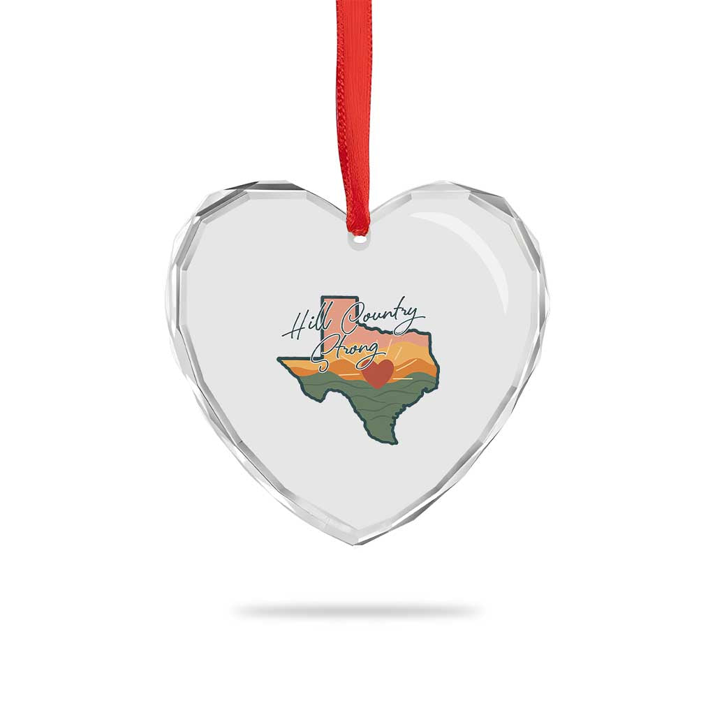 Hill Country Strong Heart Crystal Glass Ornament Texas Pride for Resilient Texans Retro - Wonder Print Shop