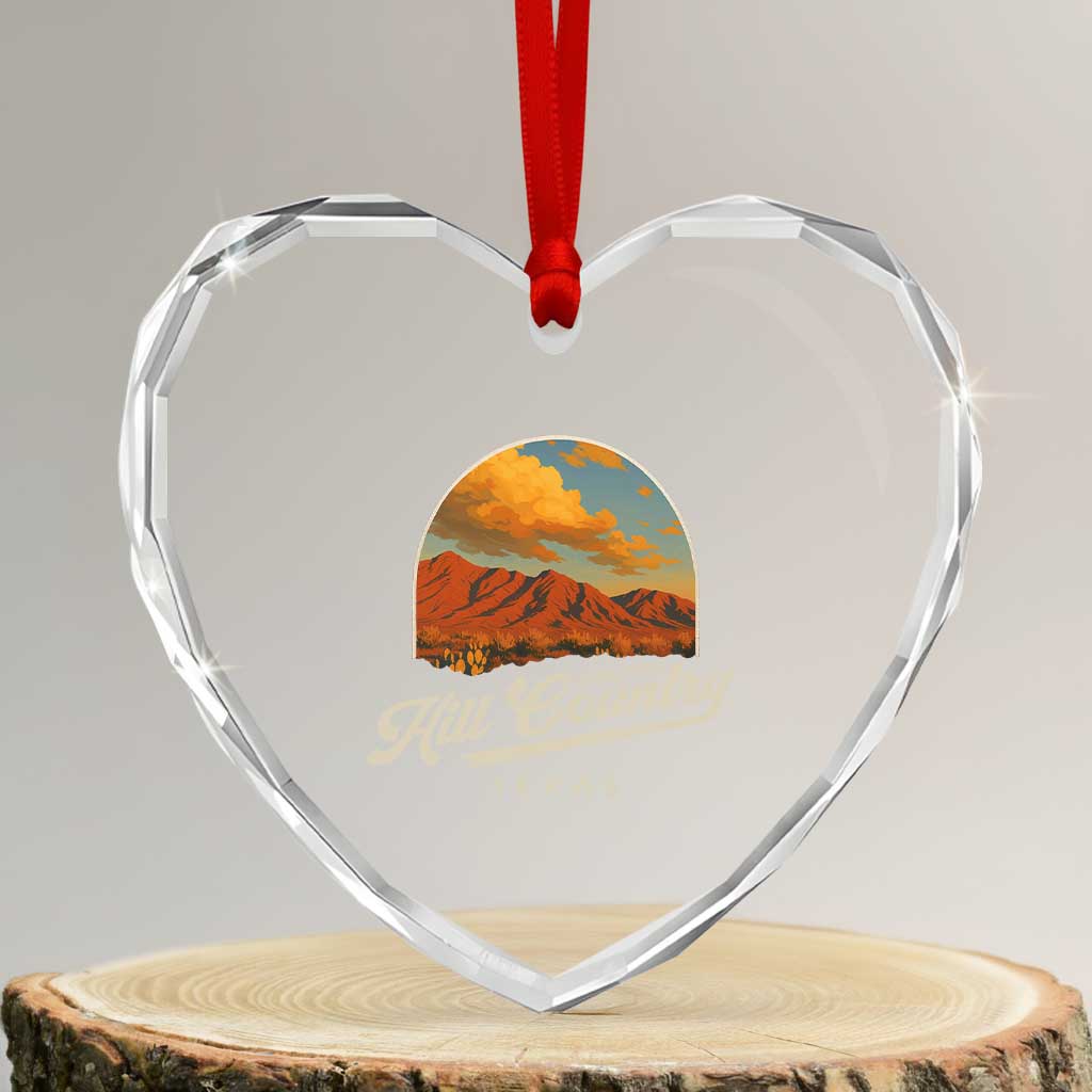 Hill Country Strong Heart Crystal Glass Ornament Texas Support Retro Enchanted Rock - Wonder Print Shop