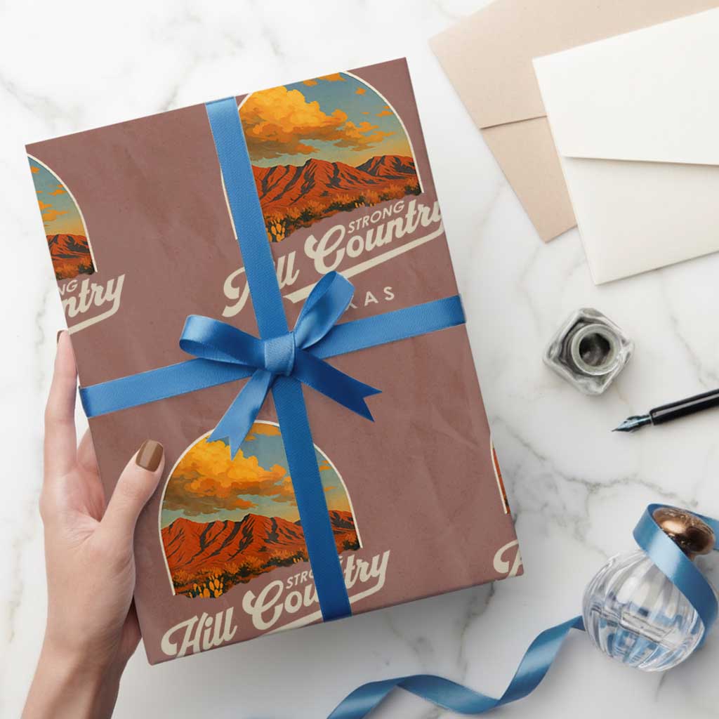 Hill Country Strong Wrapping Paper Roll Texas Support Retro Enchanted Rock - Wonder Print Shop