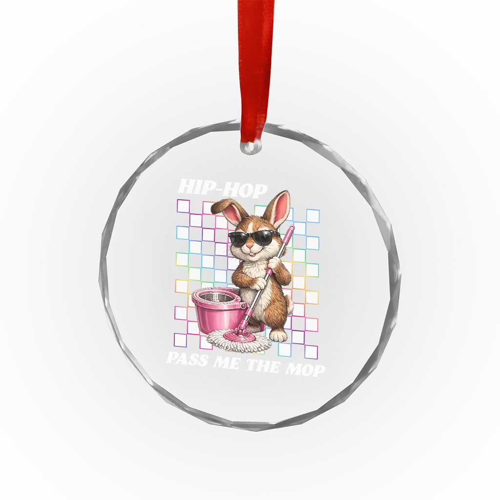 Hip Hop Easter Bunny Cleaning Pun Crystal Glass Ornament Funny Rabbit with Mop
