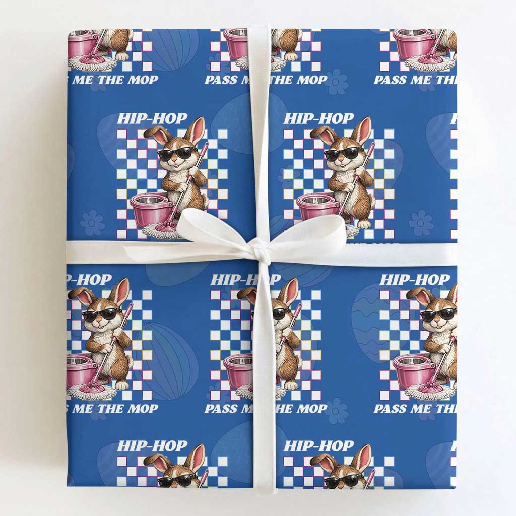 Hip Hop Easter Bunny Cleaning Pun Wrapping Paper Roll Funny Rabbit with Mop