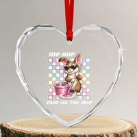 Hip Hop Easter Bunny Cleaning Pun Heart Crystal Glass Ornament Funny Rabbit with Mop