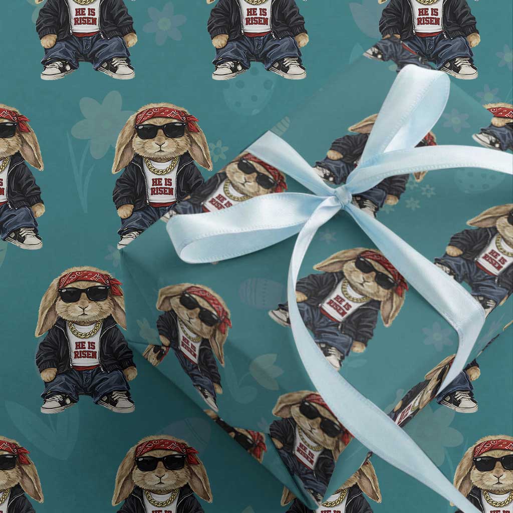 Hip Hop Easter Bunny He is Risen Jesus Religious Christian Wrapping Paper Roll