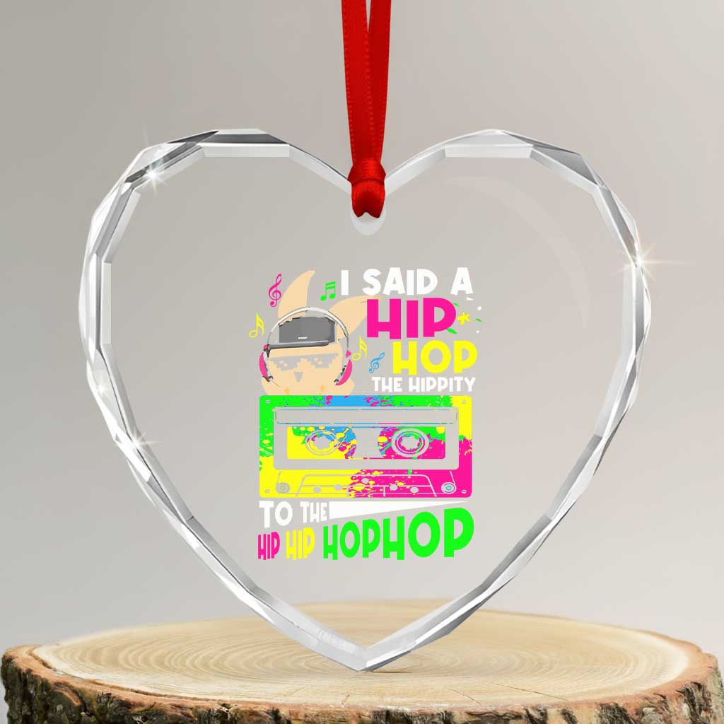 Hip Hop Easter Bunny Heart Crystal Glass Ornament Funny Hippity Cool Rabbit Lovers Toddler - Wonder Print Shop
