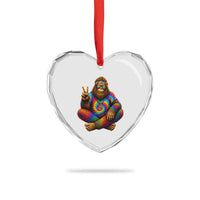 Hippie Bigfoot Peace Sign Tie Dye Sasquatch Heart Crystal Glass Ornament