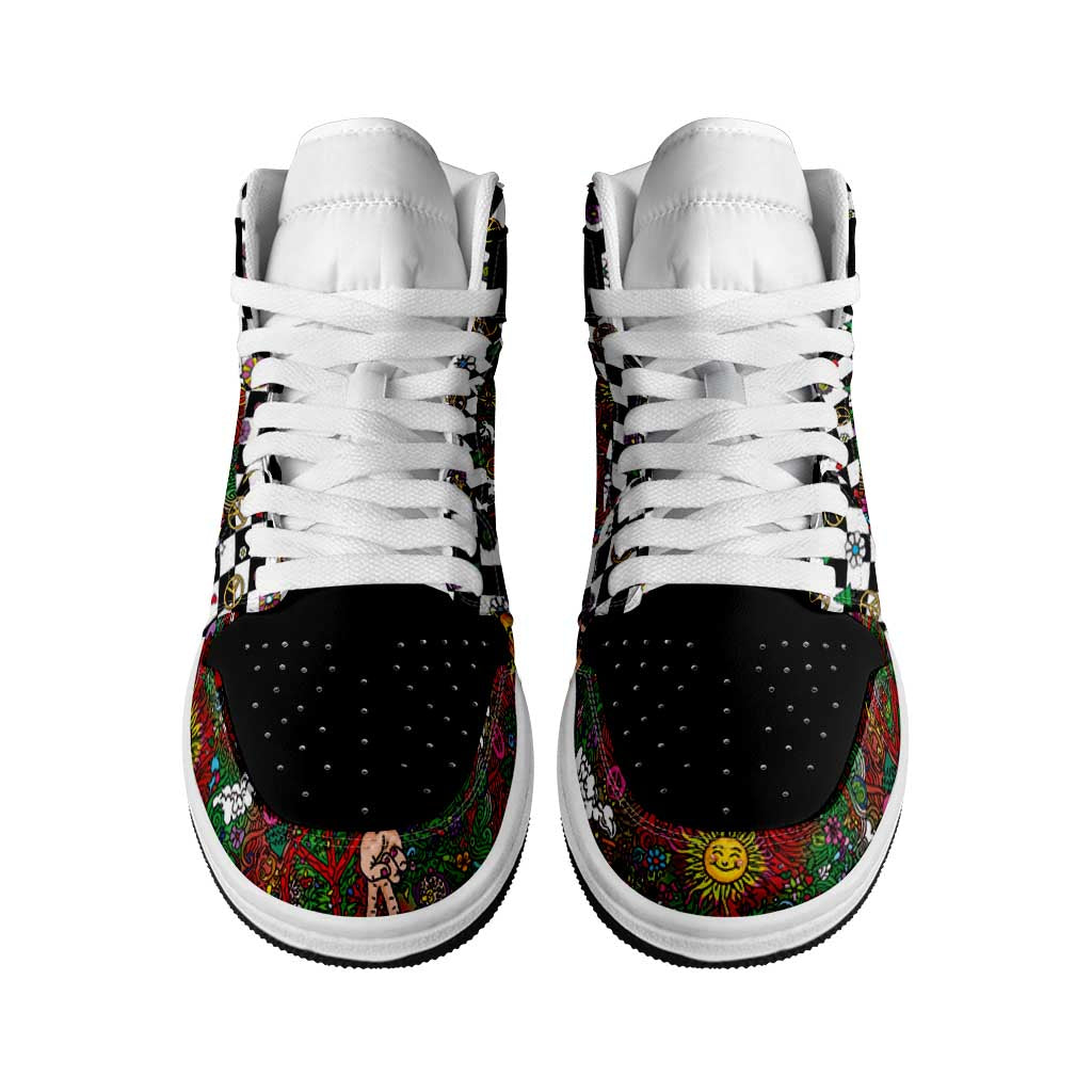 Hippie Christmas High Sneakers AJ1 Doodle Style - Wonder Print Shop