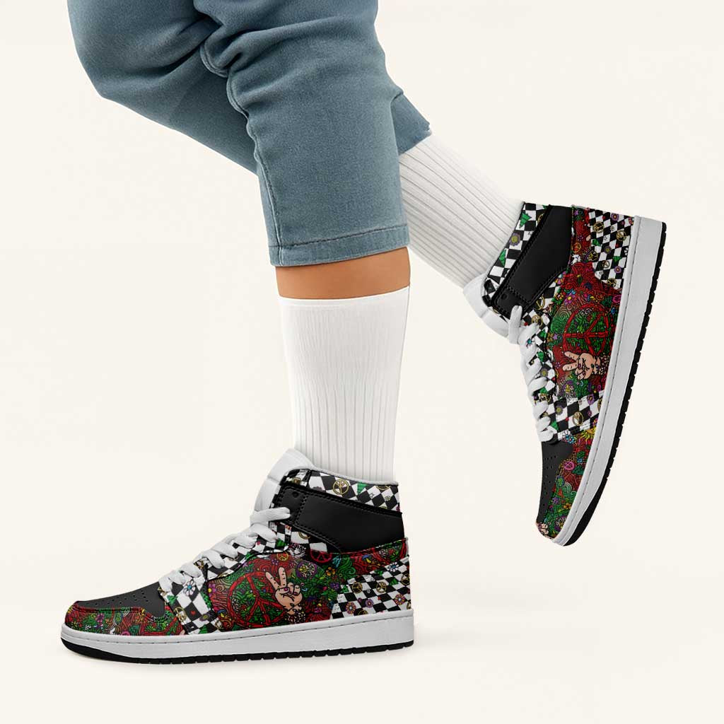 Hippie Christmas High Sneakers AJ1 Doodle Style - Wonder Print Shop