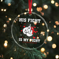 His Fight Is My Fight HIV Warrior Crystal Glass Ornament Red Ribbon Boxing Gift - Wonder Print Shop