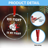His Fight Is My Fight HIV Warrior Crystal Glass Ornament Red Ribbon Boxing Gift - Wonder Print Shop