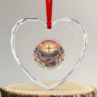 His Mercies Are New Every Morning Heart Crystal Glass Ornament Good Friday Religious Christian Bible Verse - Wonder Print Shop